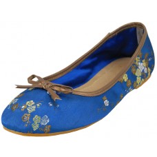 S9200L-Blue - Wholesale Women's "Easy USA" Satin Brocade Ballet Flat Shoes (*Blue Color) *Last 6 Case